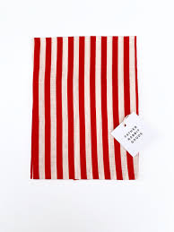 Red and White French Nautical Stripe Tea Towel - Un Torchon Rayé