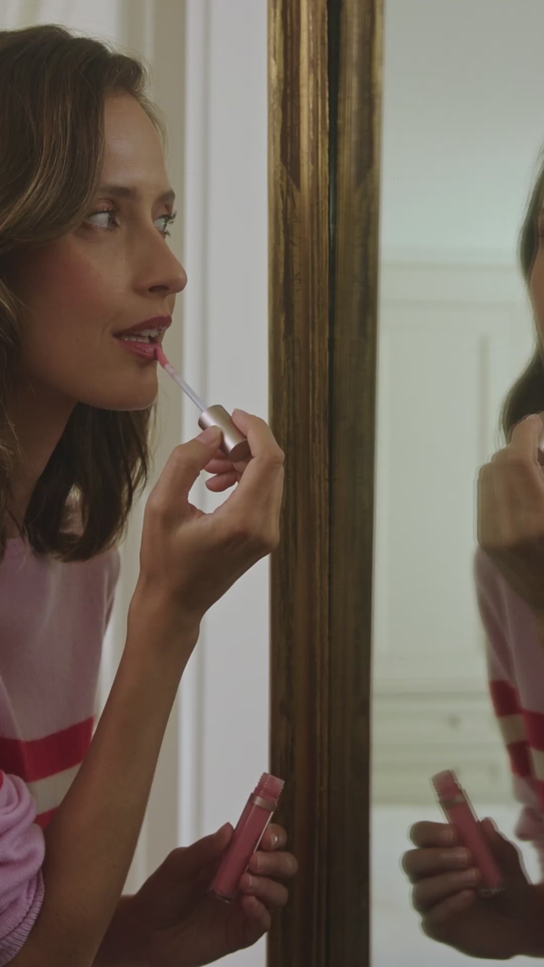 Cashmere & Wool French Racer Crewneck Sweater - PINK