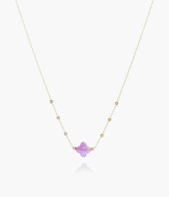 Mauve stone delicate gold necklace