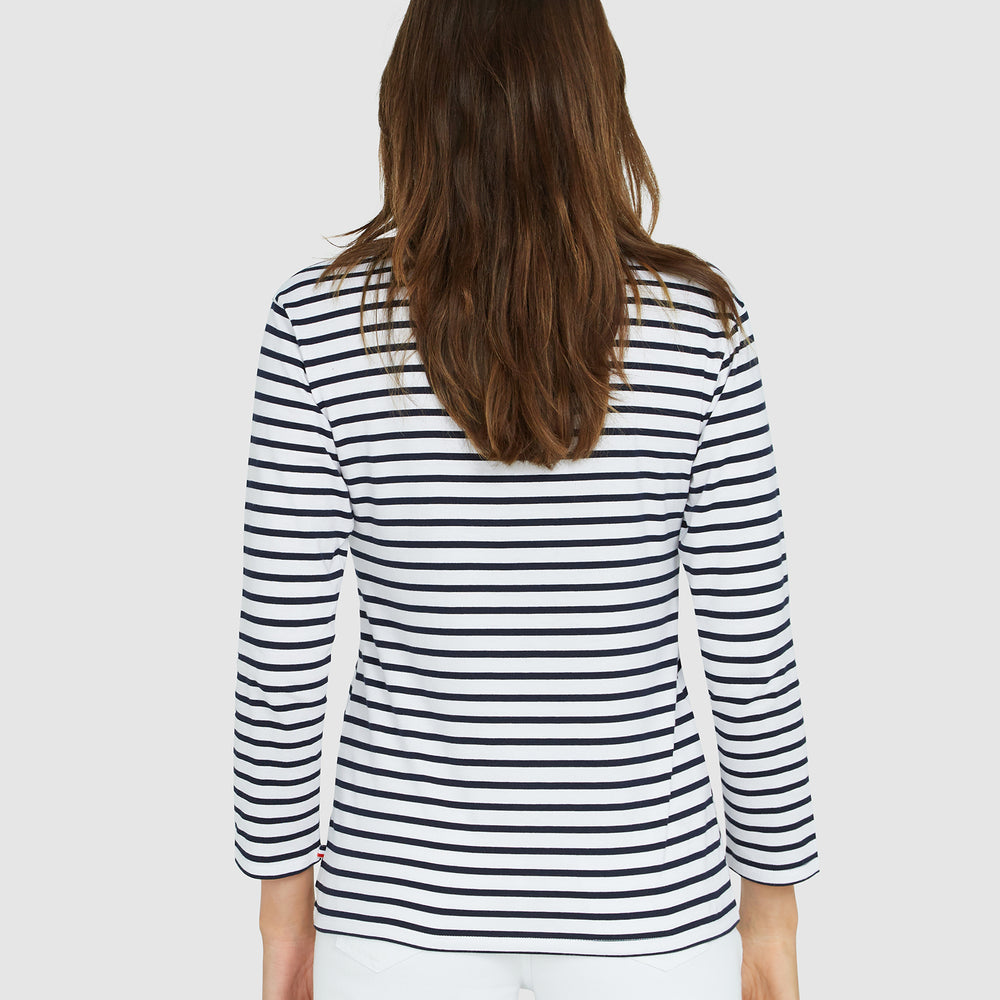 
                      
                        French Breton Boat Neck Top- White Base Navy Blue Stripe
                      
                    