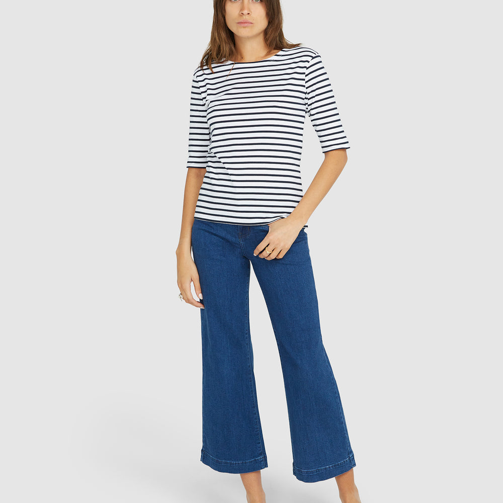 
                      
                        La Bouvier Navy Stripe French Tee - Boat Neck
                      
                    