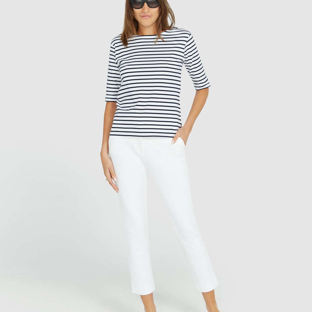 
                      
                        La Bouvier Navy Stripe French Tee - Boat Neck
                      
                    