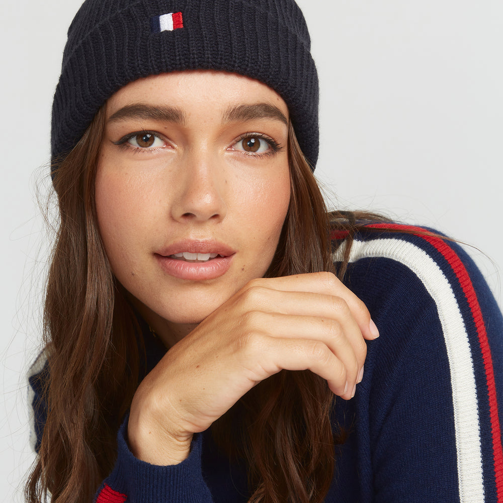 Le Navy Bonnet With French Motif-Beanie