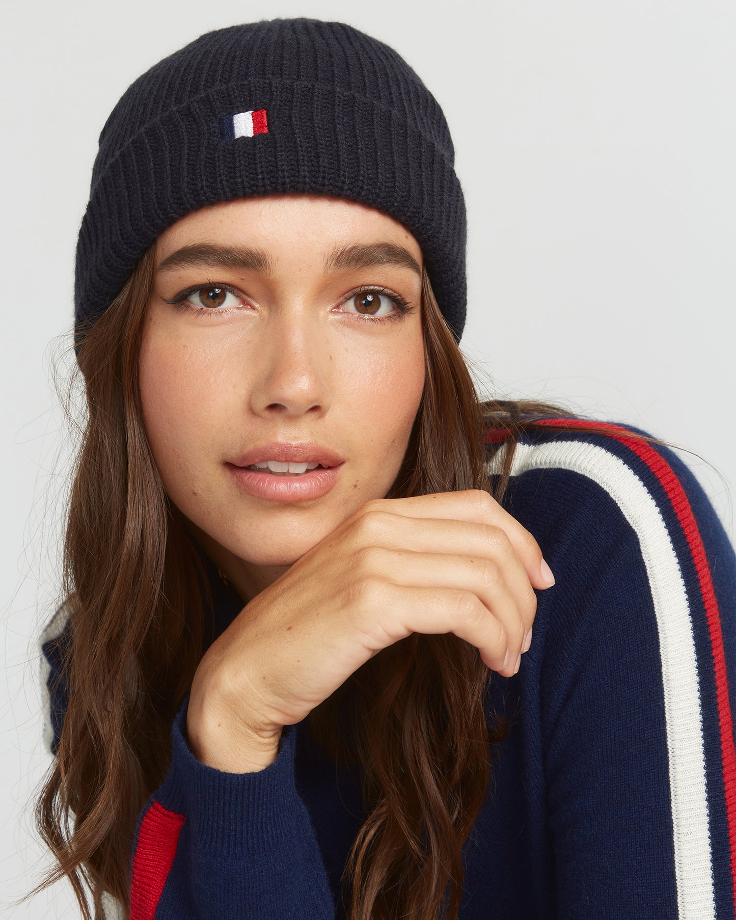 Load image into Gallery viewer, Le Navy Bonnet With French Motif-Beanie
