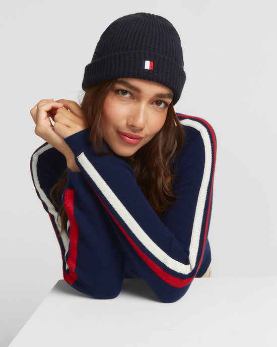 Load image into Gallery viewer, Le Navy Bonnet With French Motif-Beanie

