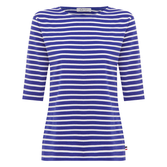 Le Royal Blue Base and White Stripe French Tee Boat Neck